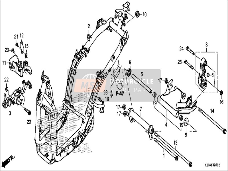 Honda SH300A 2019 Rahmenkörper für ein 2019 Honda SH300A